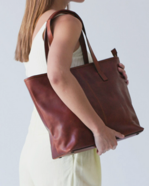 Beatrice Rosso - Leather Work Tote
