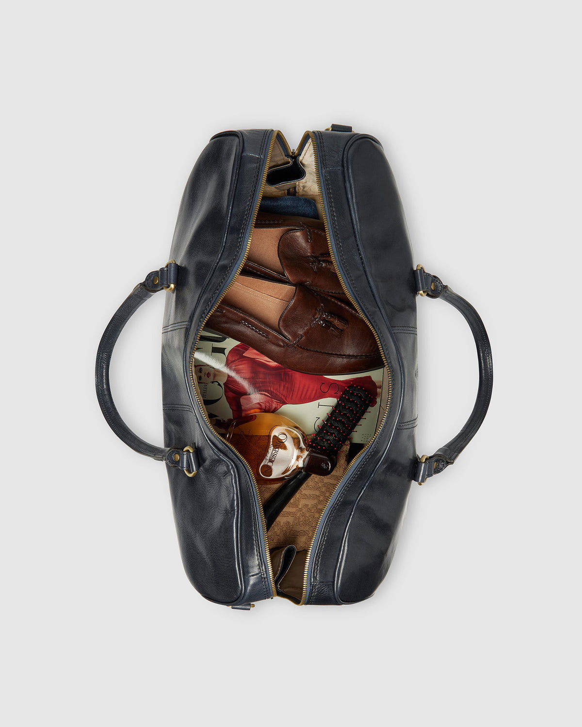 Albertis Blue - Leather Duffle Bag - Republic of Florence