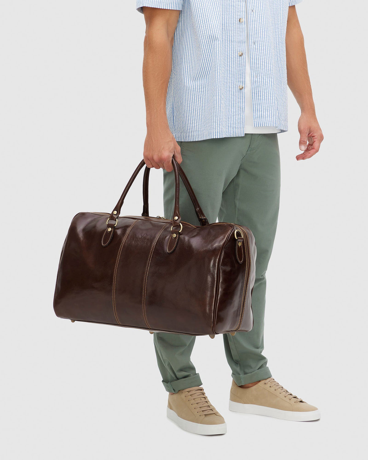 Albertis Brown Leather Duffle Bag
