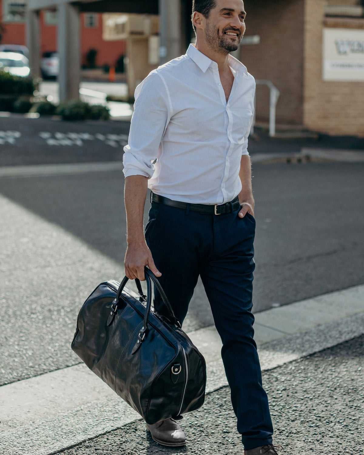 Albertis Brown Leather Duffle Bag Republic of Florence