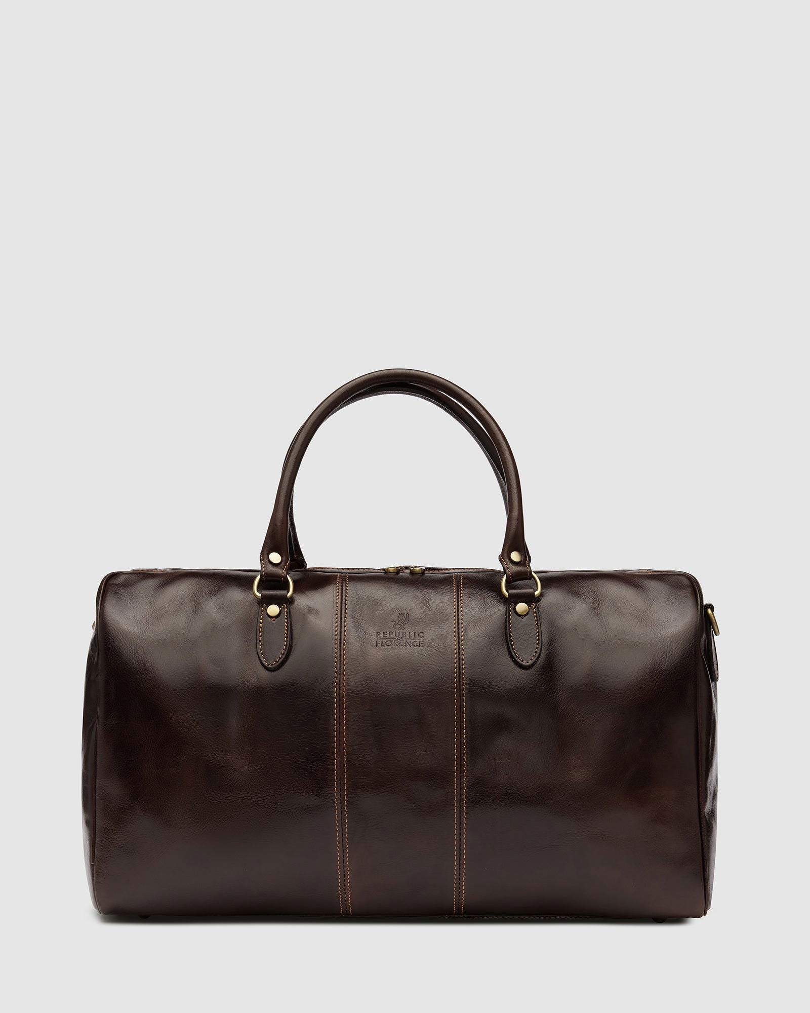 Albertis Chocolate - Leather Duffle Bag - Republic of Florence