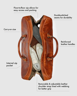 Albertis Chocolate - Leather Duffle Bag - Republic of Florence