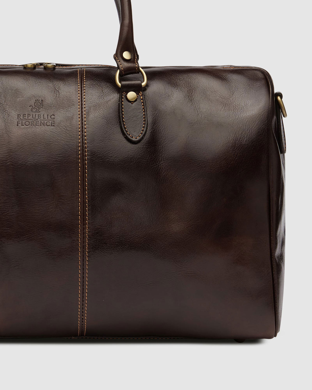 Albertis Chocolate - Leather Duffle Bag - Republic of Florence