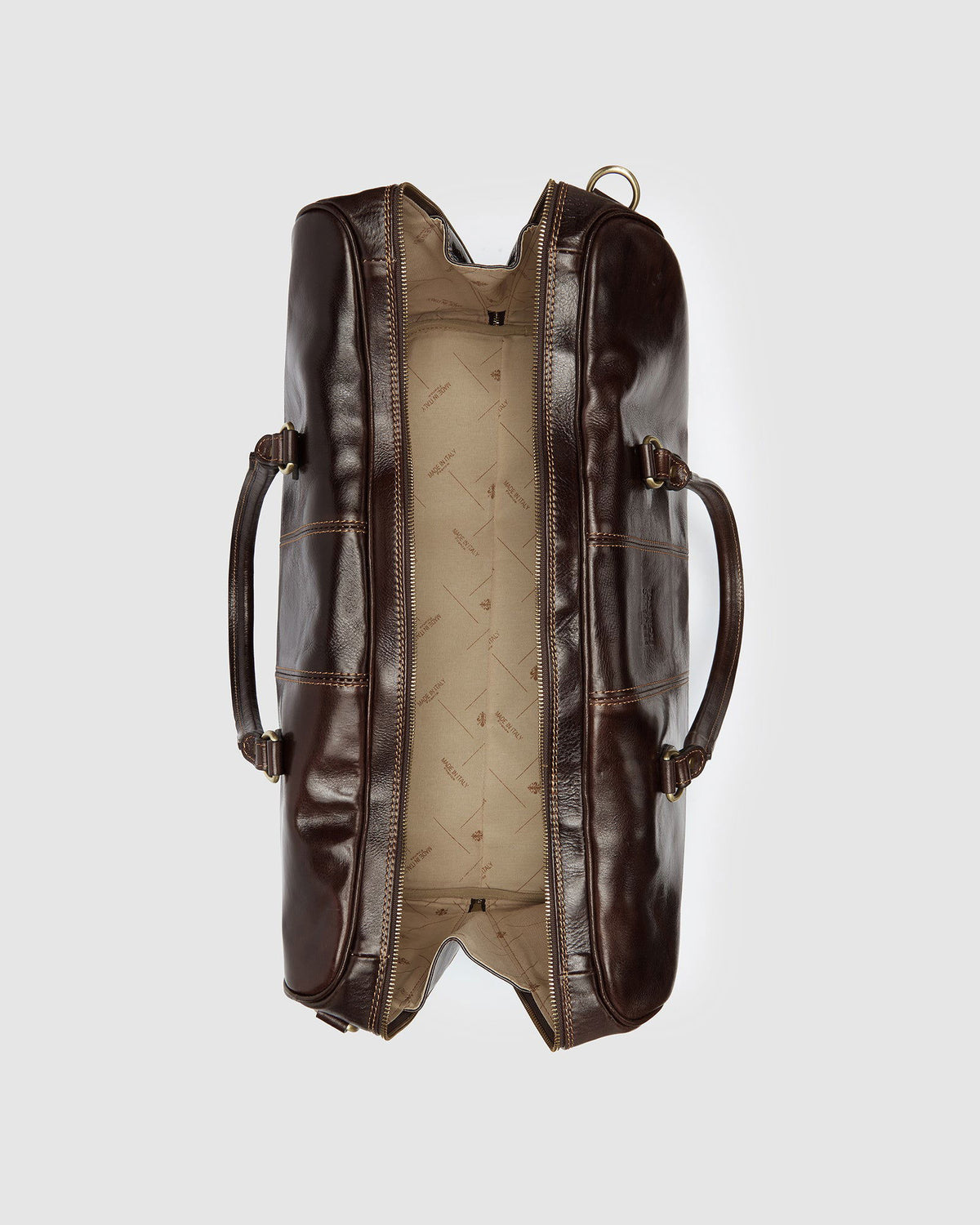 Albertis Chocolate - Leather Duffle Bag - Republic of Florence