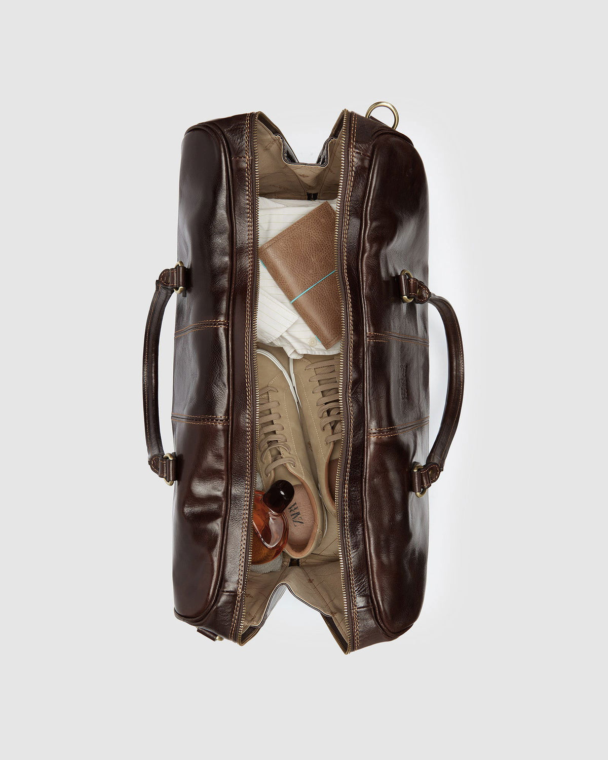 Albertis Chocolate - Leather Duffle Bag - Republic of Florence
