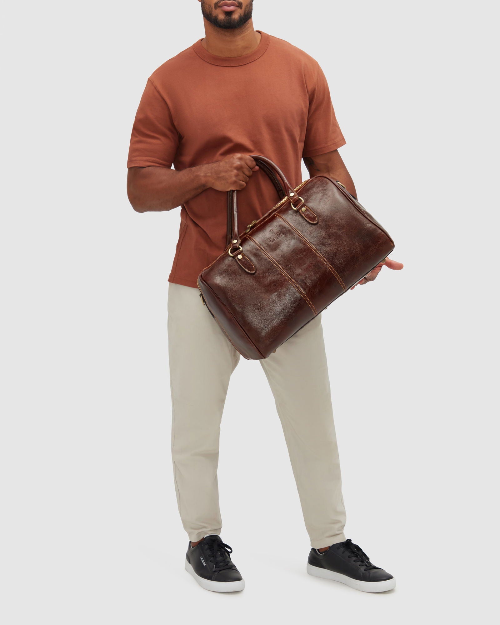 Albertis Piccolo Brown - Leather Duffle Bag - Republic of Florence