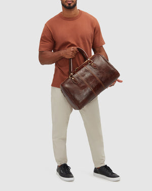 Albertis Piccolo Brown - Leather Duffle Bag - Republic of Florence