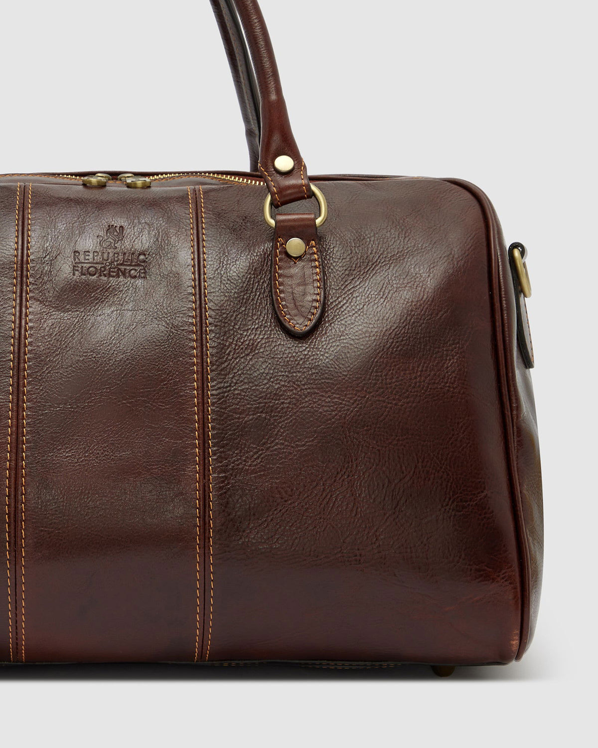 Albertis Piccolo Brown - Leather Duffle Bag - Republic of Florence