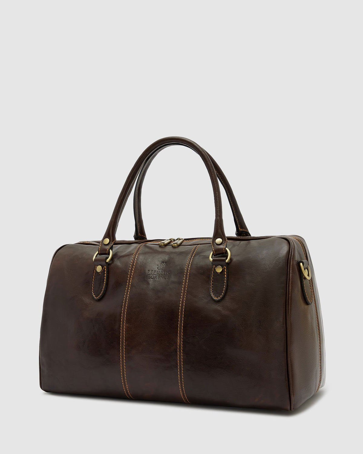 Albertis Piccolo Chocolate - Leather Duffle Bag - Republic of Florence