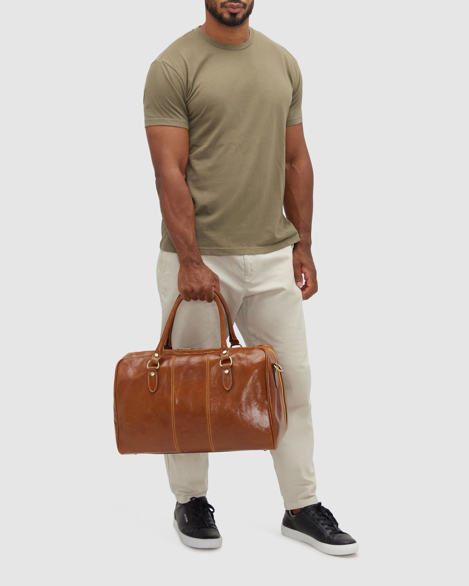 Albertis Piccolo Tan - Leather Duffle Bag - Republic of Florence