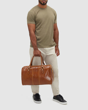 Albertis Piccolo Tan - Leather Duffle Bag - Republic of Florence