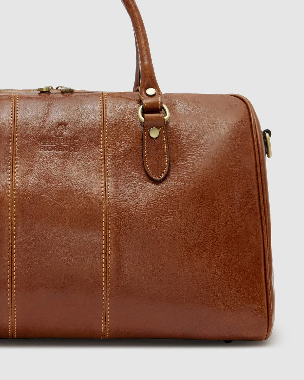 Albertis Piccolo Tan - Leather Duffle Bag - Republic of Florence