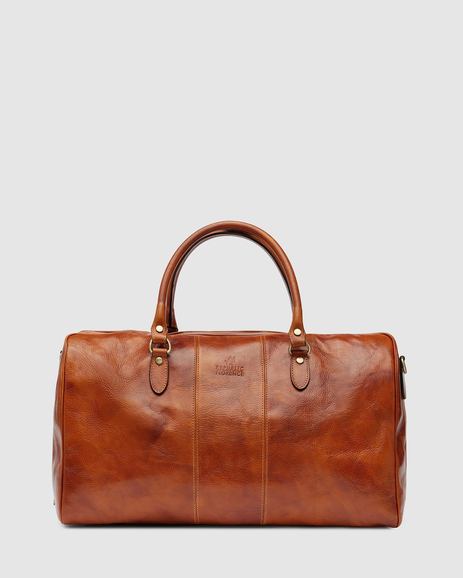 Albertis Tan - Leather Duffle Bag - Republic of Florence