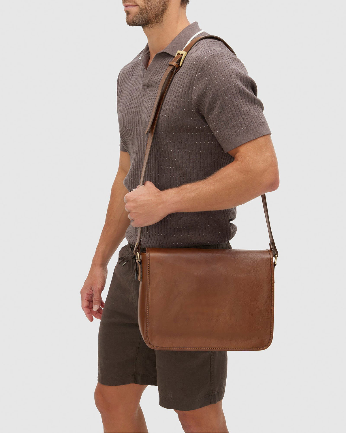 Aurelian Matt Brown - 13" laptop leather messenger - Republic of Florence