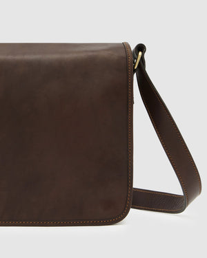 Aurelian Matt Chocolate - 13" laptop Leather Messenger - Republic of Florence