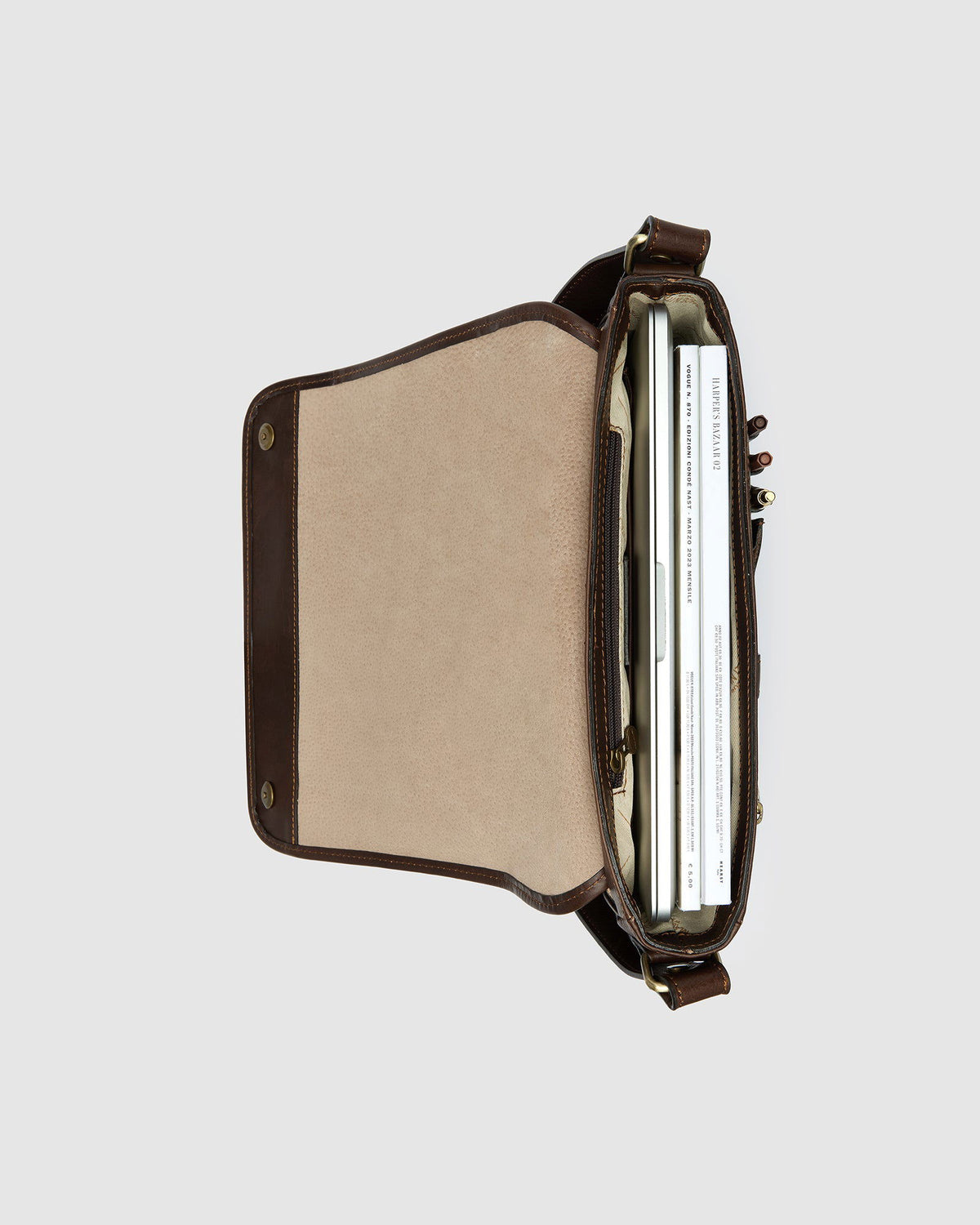 Aurelian Matt Chocolate - 13" laptop Leather Messenger - Republic of Florence