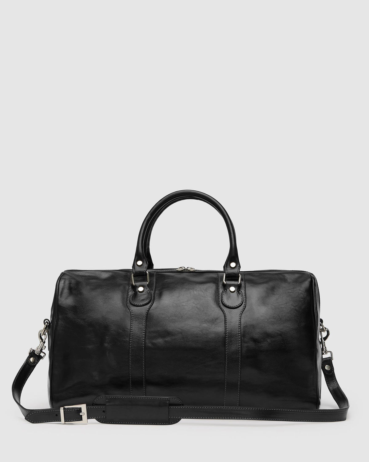 Beltrami Black Leather Weekender Bag