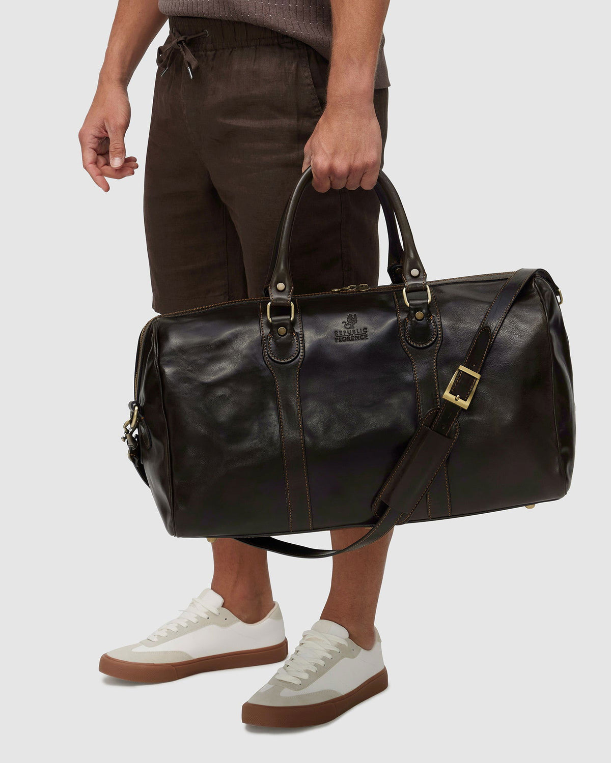 Beltrami Chocolate - Leather Duffle Bag - Republic of Florence