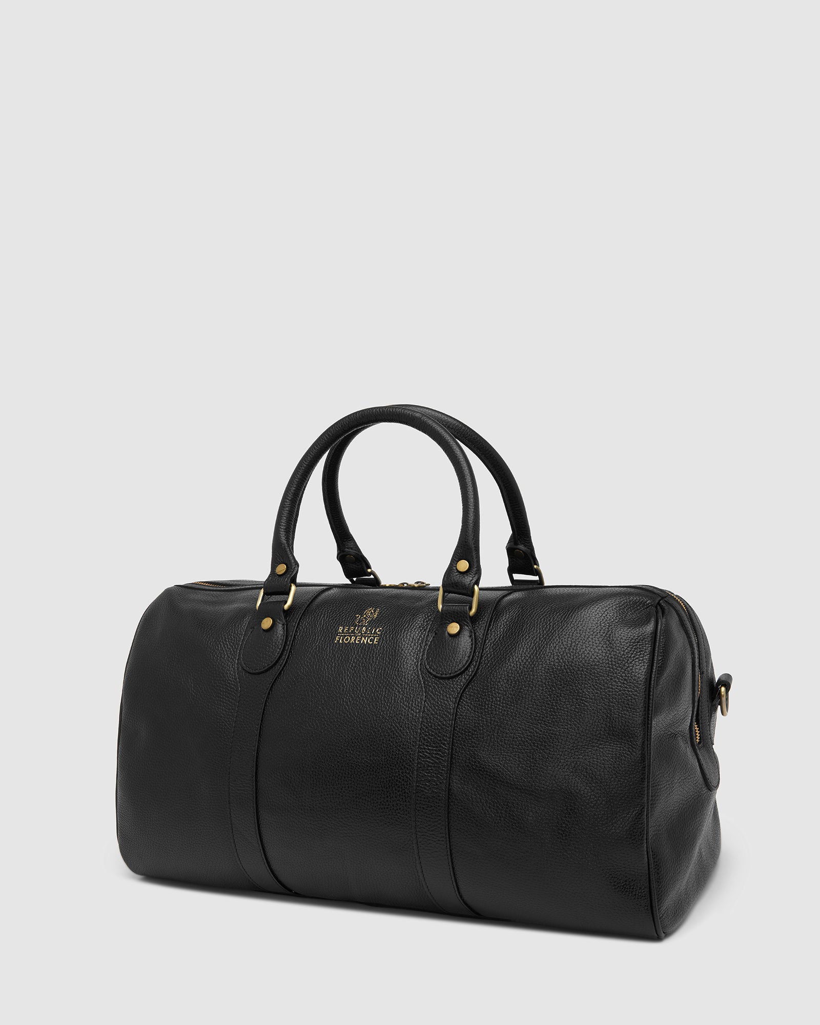 Beltrami Pebble Black - Leather Weekender Bag - Republic of Florence
