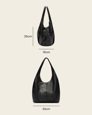 Catalina Black - Leather Hobo Bag