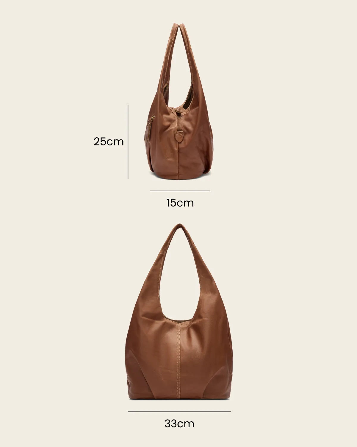 Catalina Brown - Leather Hobo Bag