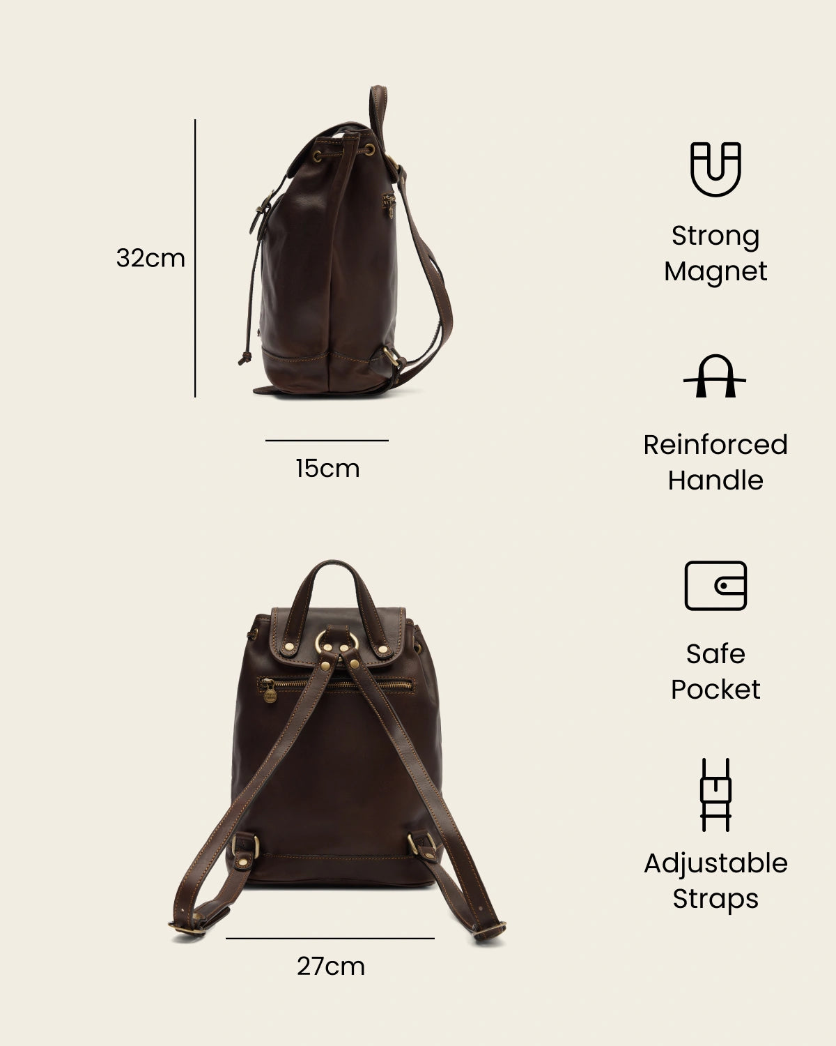 Martina Espresso - Leather Backpack