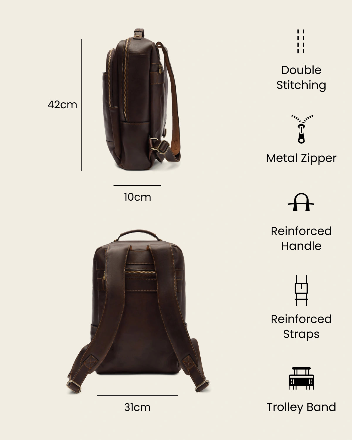 Porto Espresso - Leather Backpack