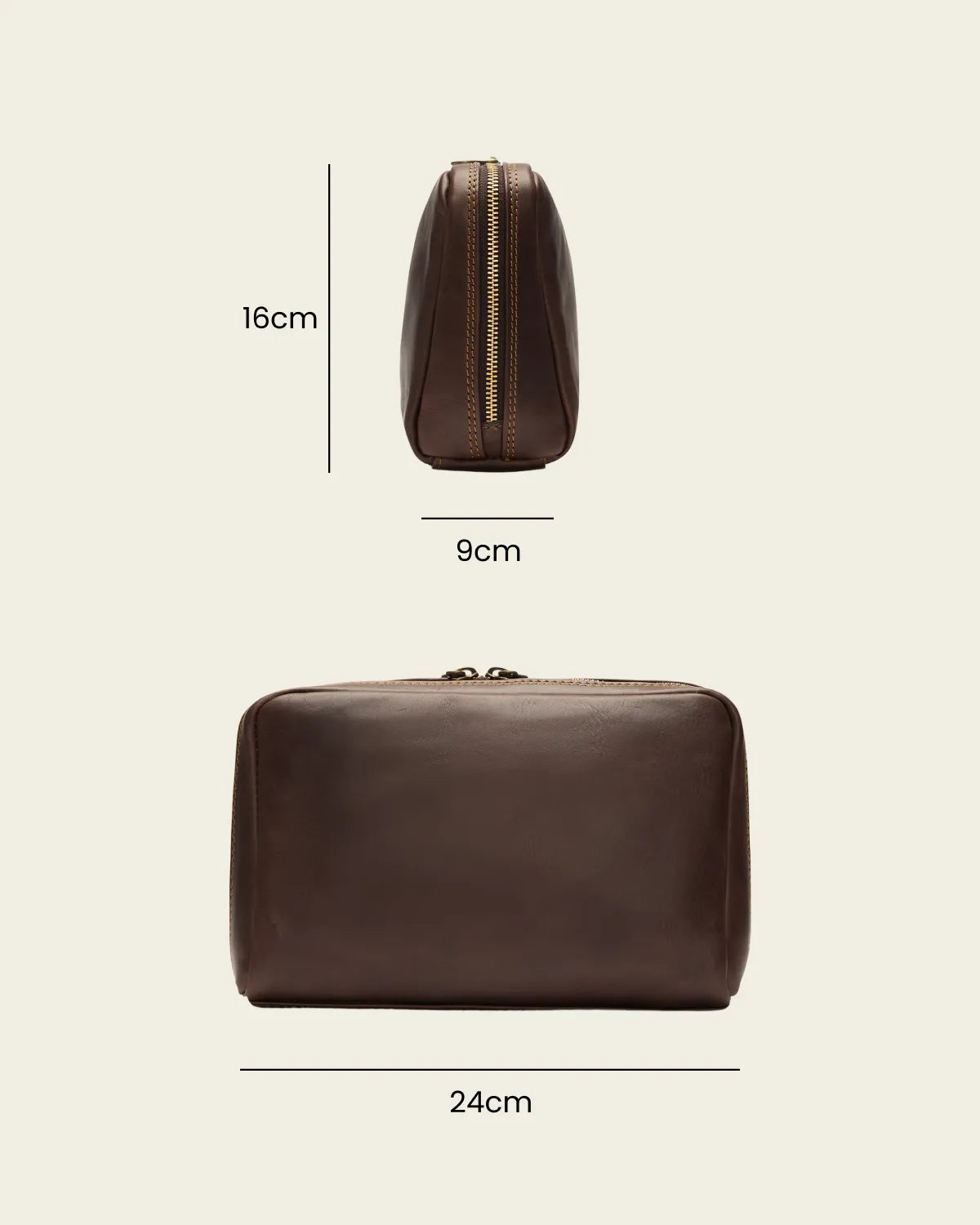 Primo Espresso - Leather Toiletry Bag
