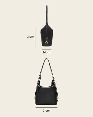 Regina Black - 3-in-1 Convertible Leather Backpack