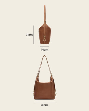 Regina Brown - 3-in-1 Convertible Leather Backpack