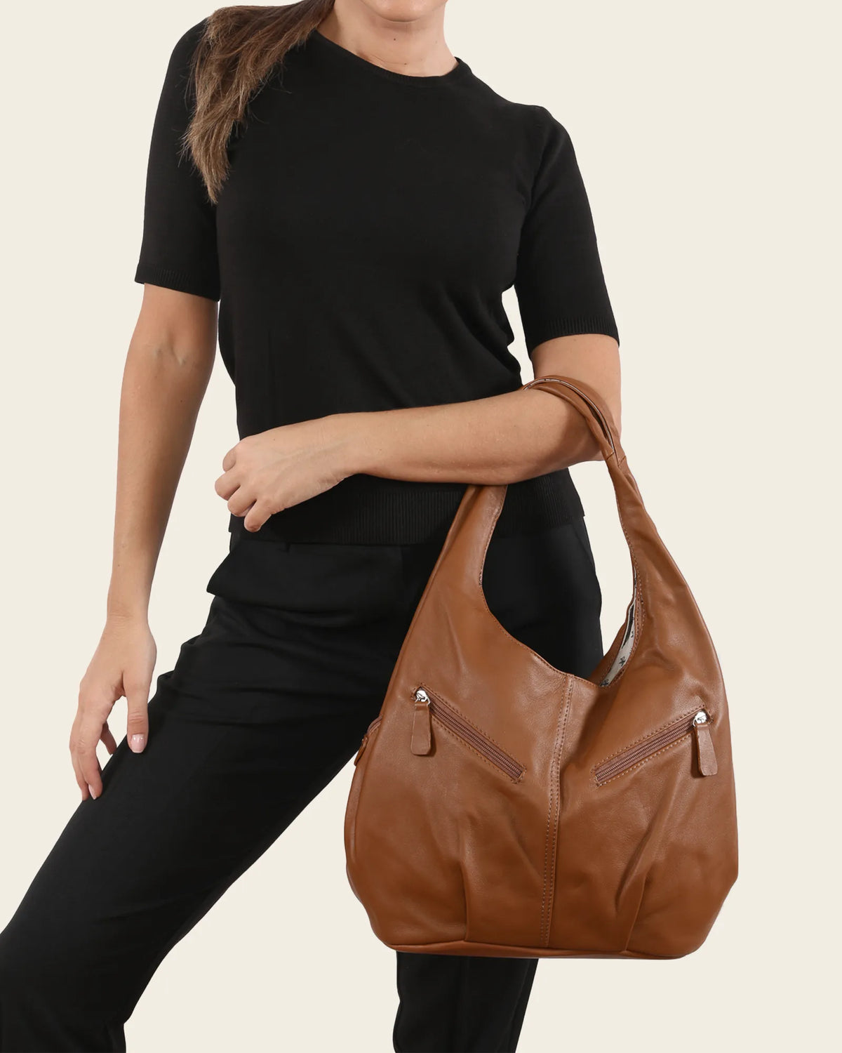 Catalina Brown - Leather Hobo Bag