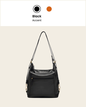 Regina Black - 3-in-1 Convertible Leather Backpack