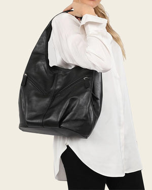 Catalina Black - Leather Hobo Bag
