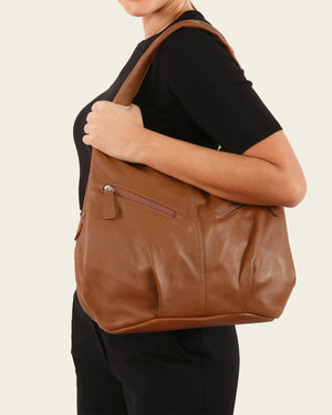 Catalina Brown - Leather Hobo Bag