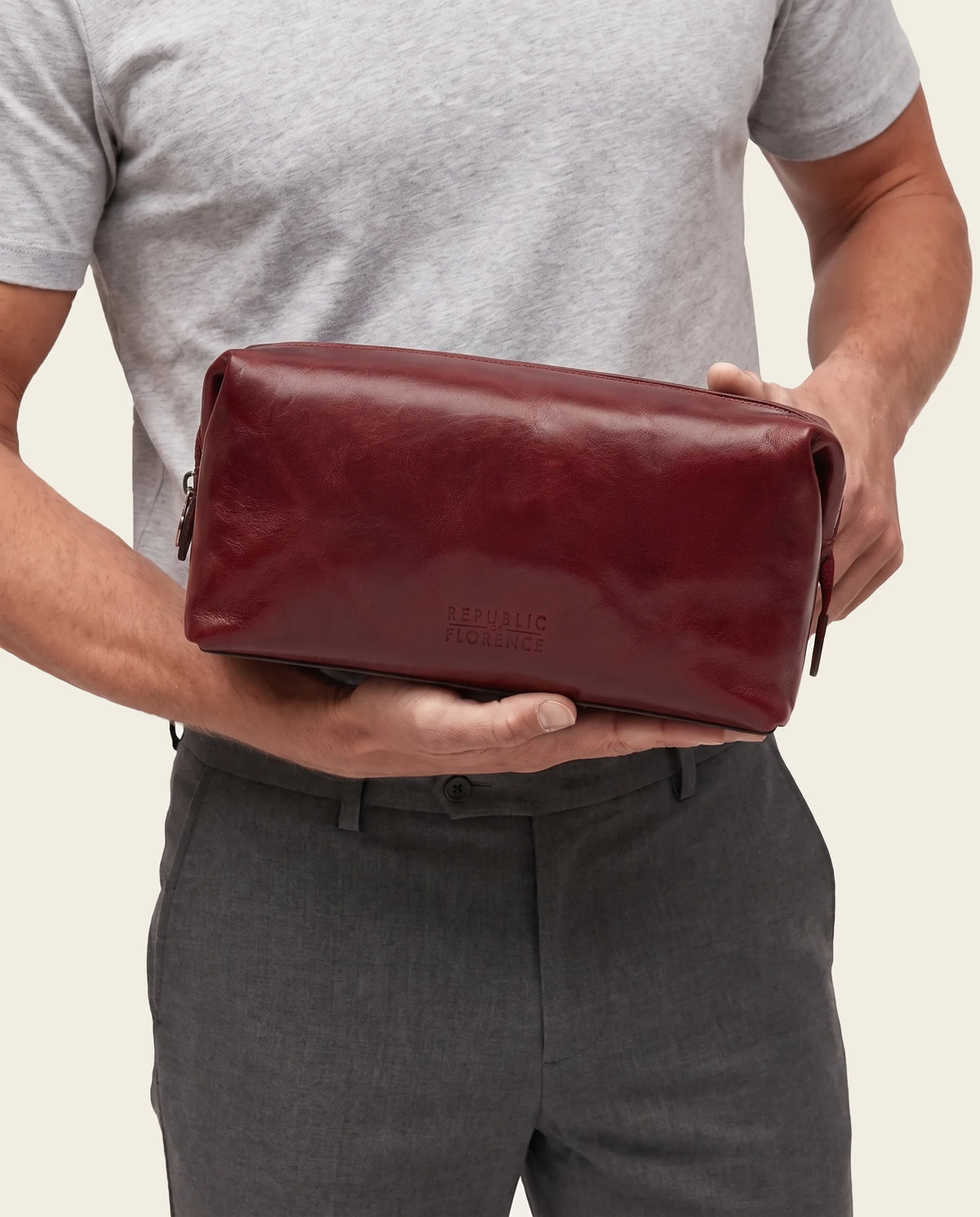 Grand Dopp Kit Rosso - Leather Toiletry Bag