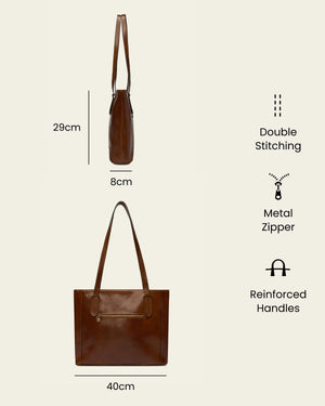 Amelia Honey - Leather Work Tote