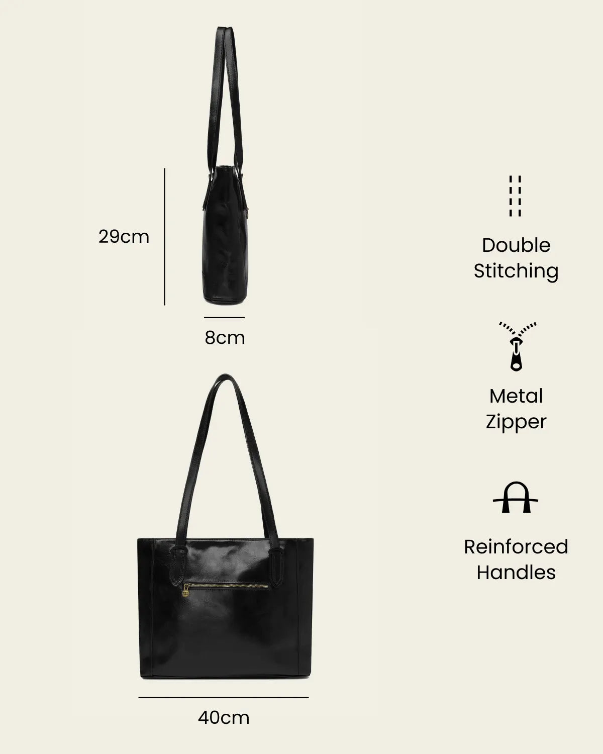 Amelia Jet - Leather Work Tote