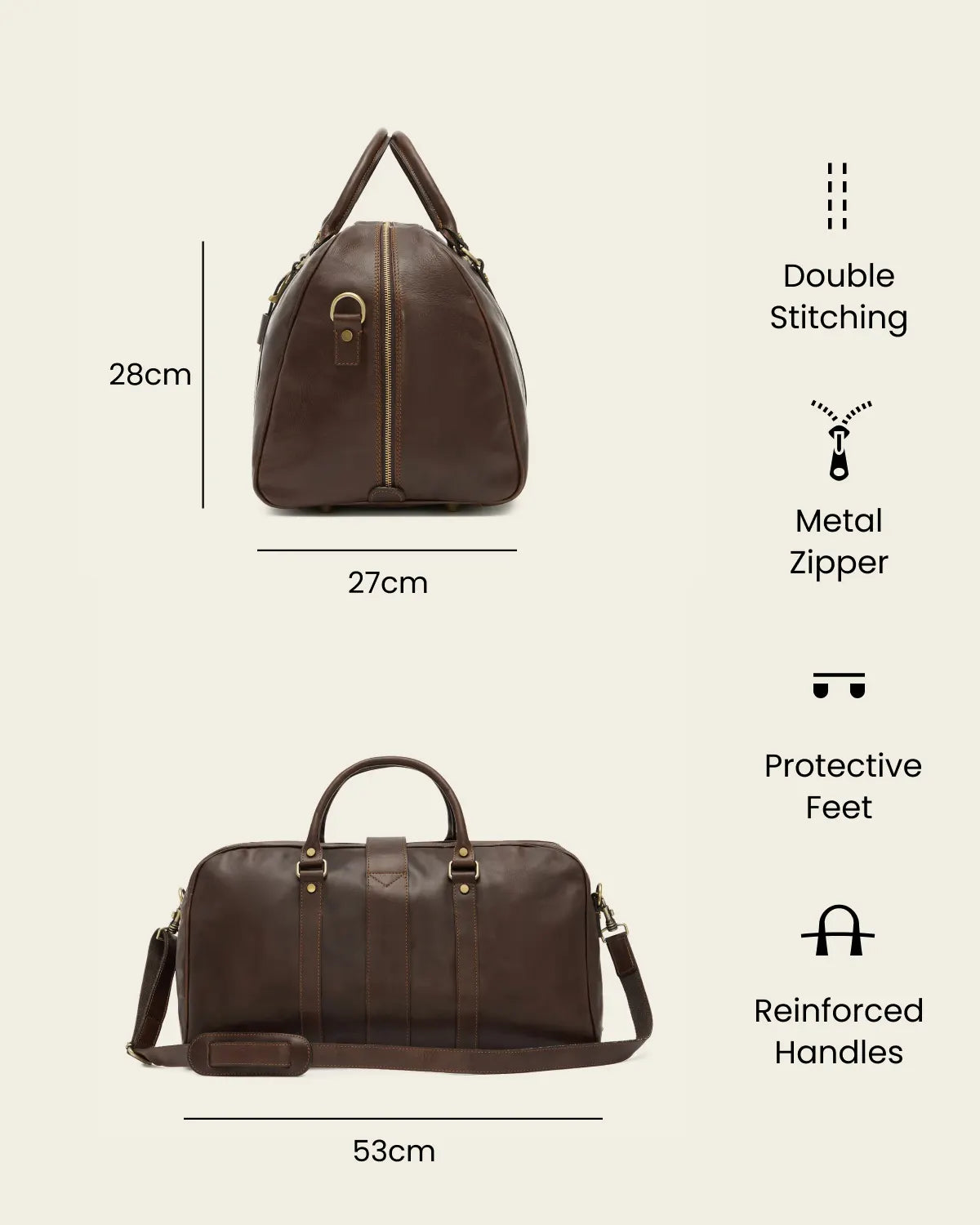 Amerigo Espresso - Leather Weekender Bag