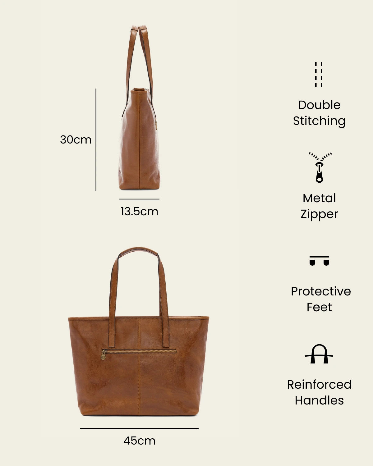 Beatrice Honey - Leather Work Tote