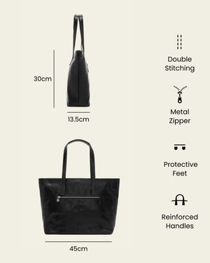 Beatrice Jet - Leather Work Tote