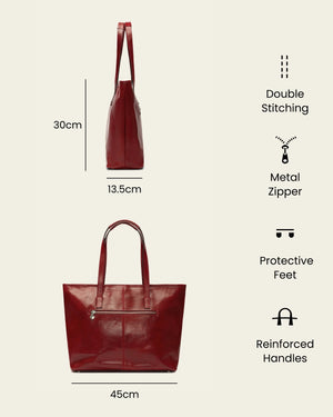Beatrice Rosso - Leather Work Tote