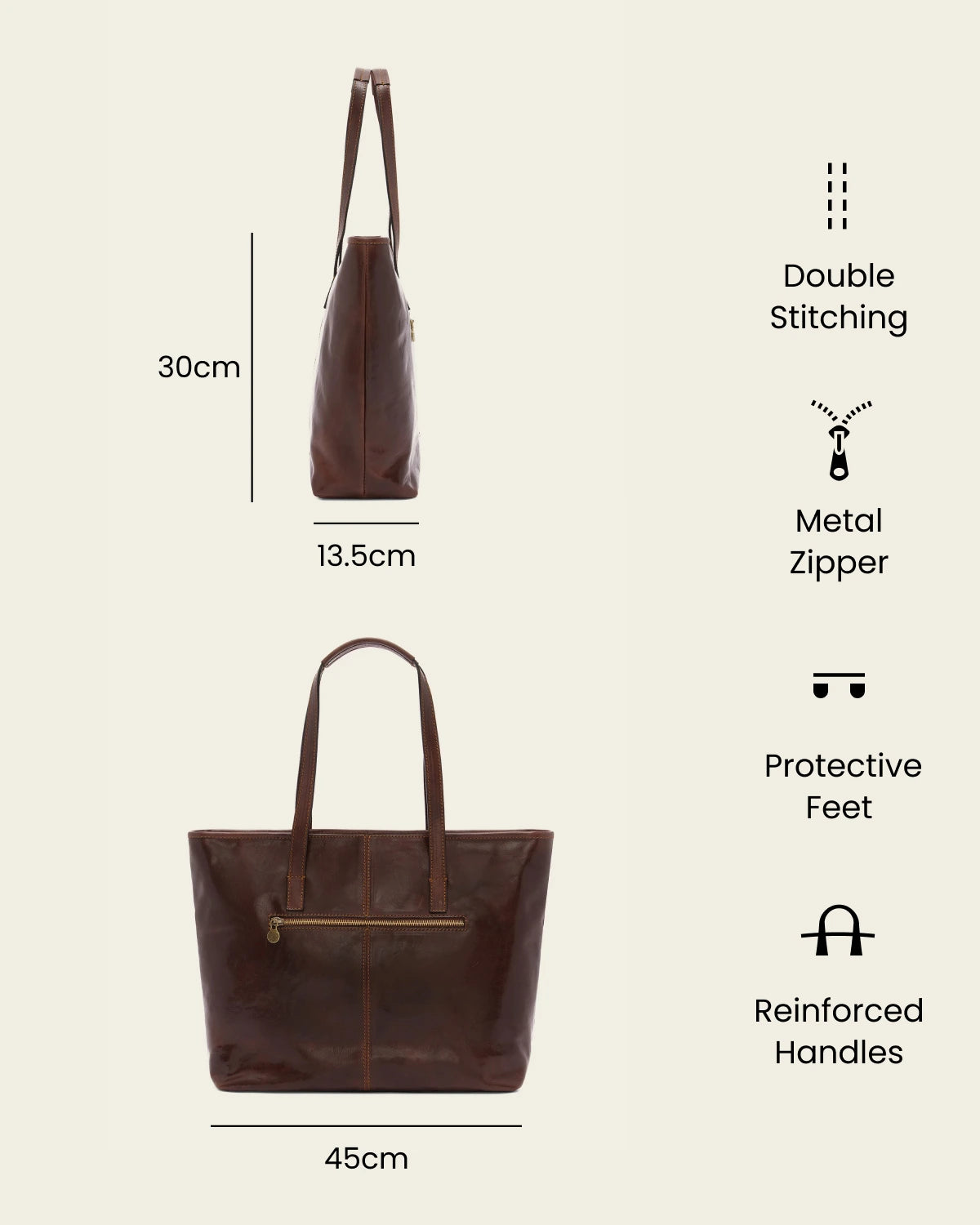 Beatrice Terra - Leather Work Tote
