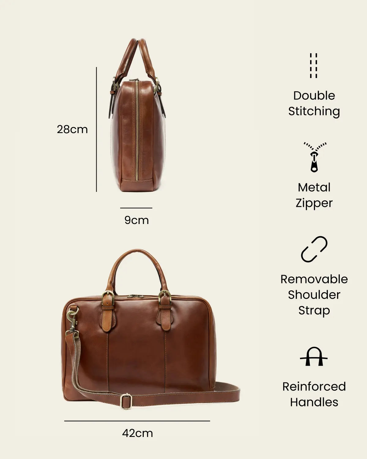 Madrid Earth - 16" Leather Briefcase