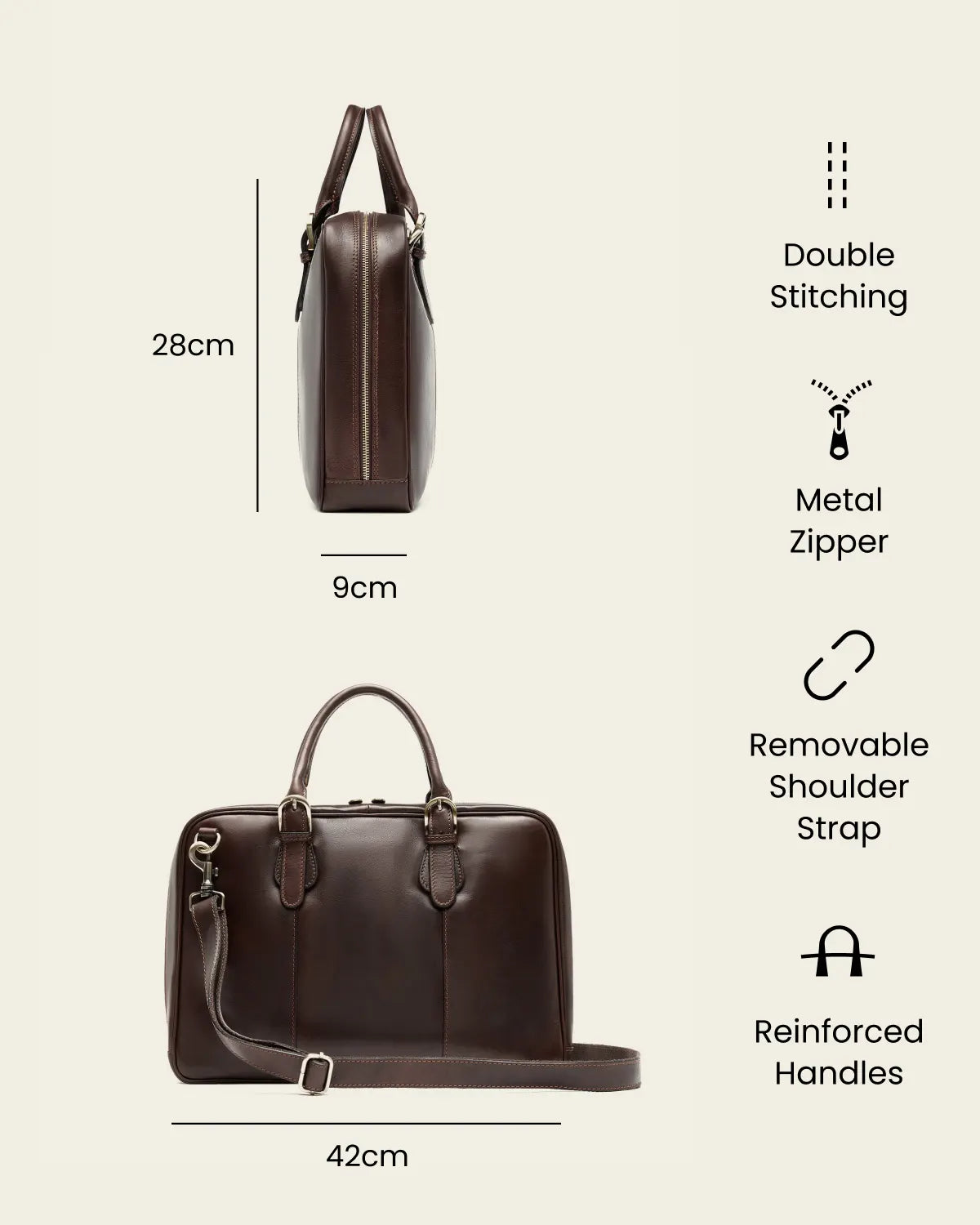 Madrid Espresso - 16" Leather Briefcase