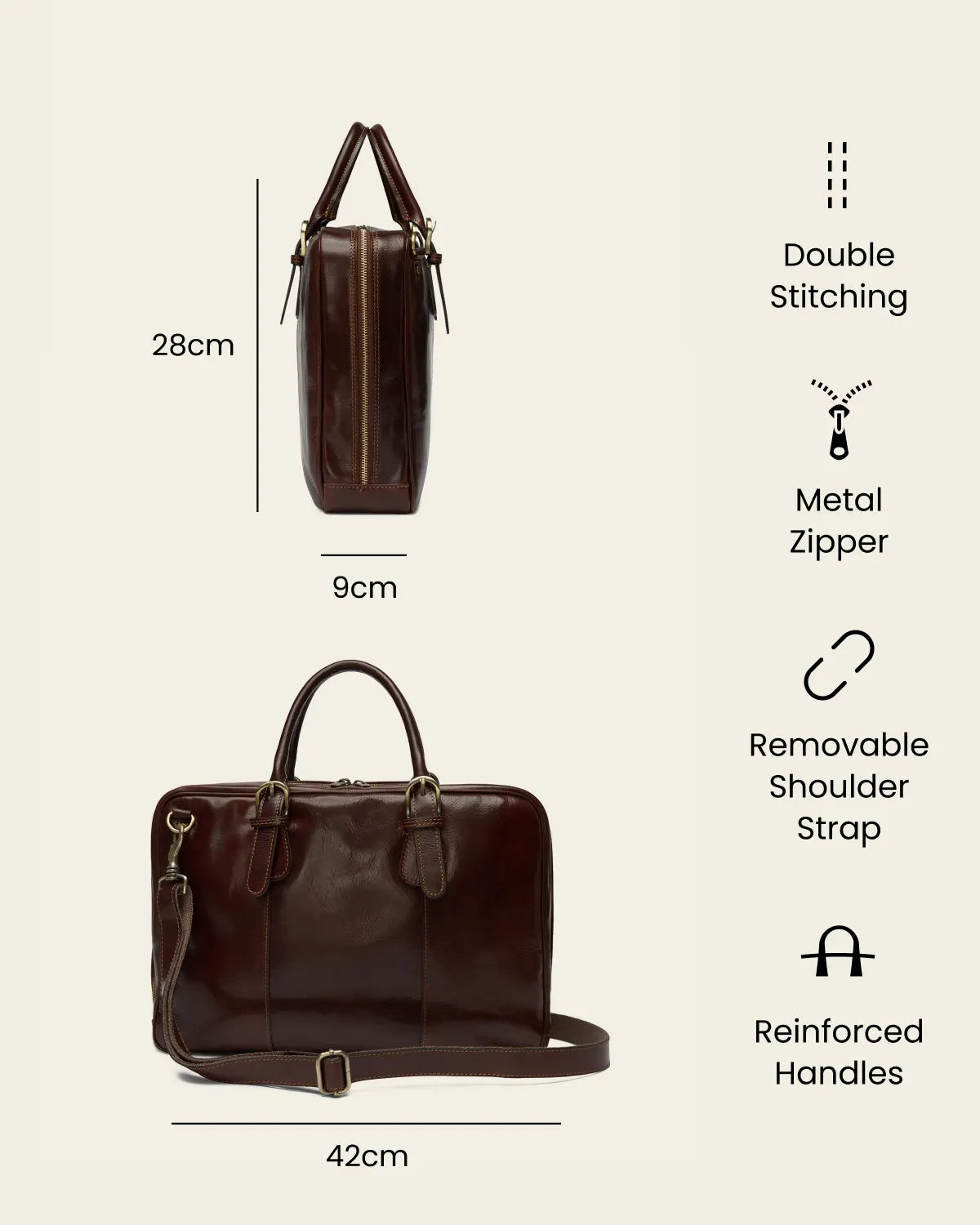 Madrid Terra - 16" Leather Briefcase