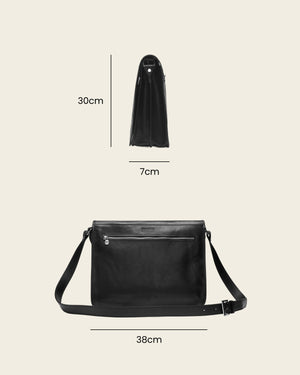 Nero Ink - 15" Leather Messenger Bag