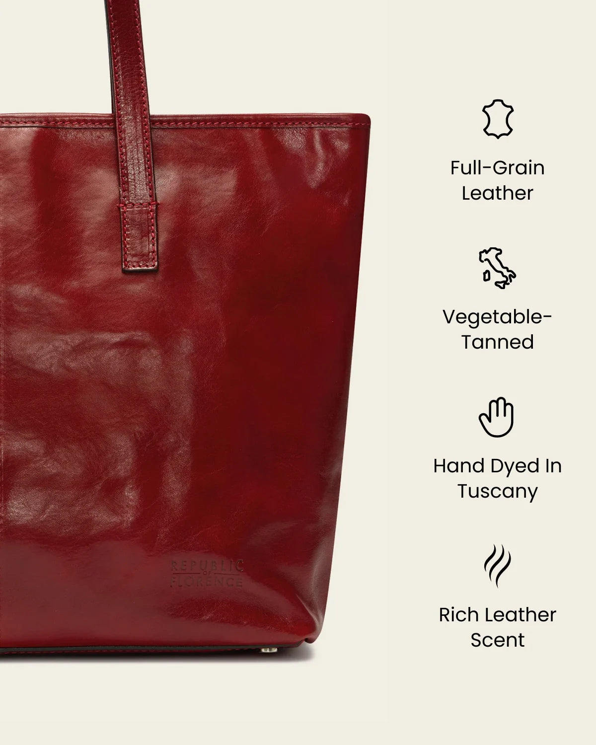 Beatrice Rosso - Leather Work Tote