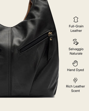 Catalina Black - Leather Hobo Bag