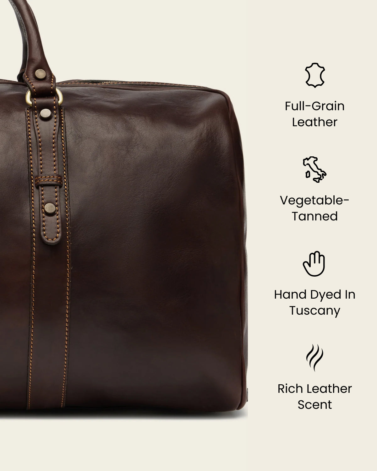 Marco Polo Espresso - Leather Holdall