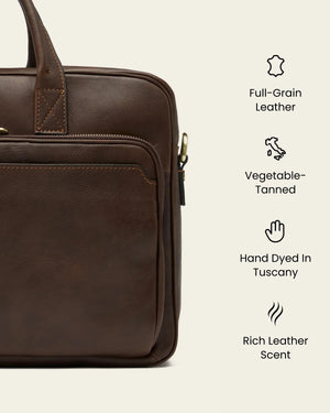 Pretoria Espresso - 15" Leather Laptop Briefcase